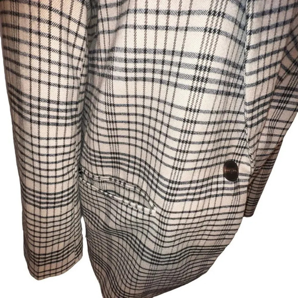 MNG Mango, S, tan black plaid long sleeve single button padded knit blazer ￼ - Picture 6 of 11